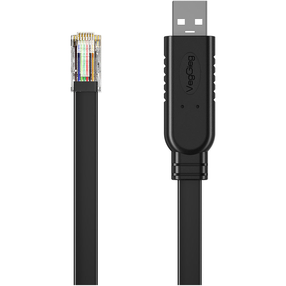 Кабель консольний VEGGIEG V-U403 USB to RJ45 Console 1.5м Black