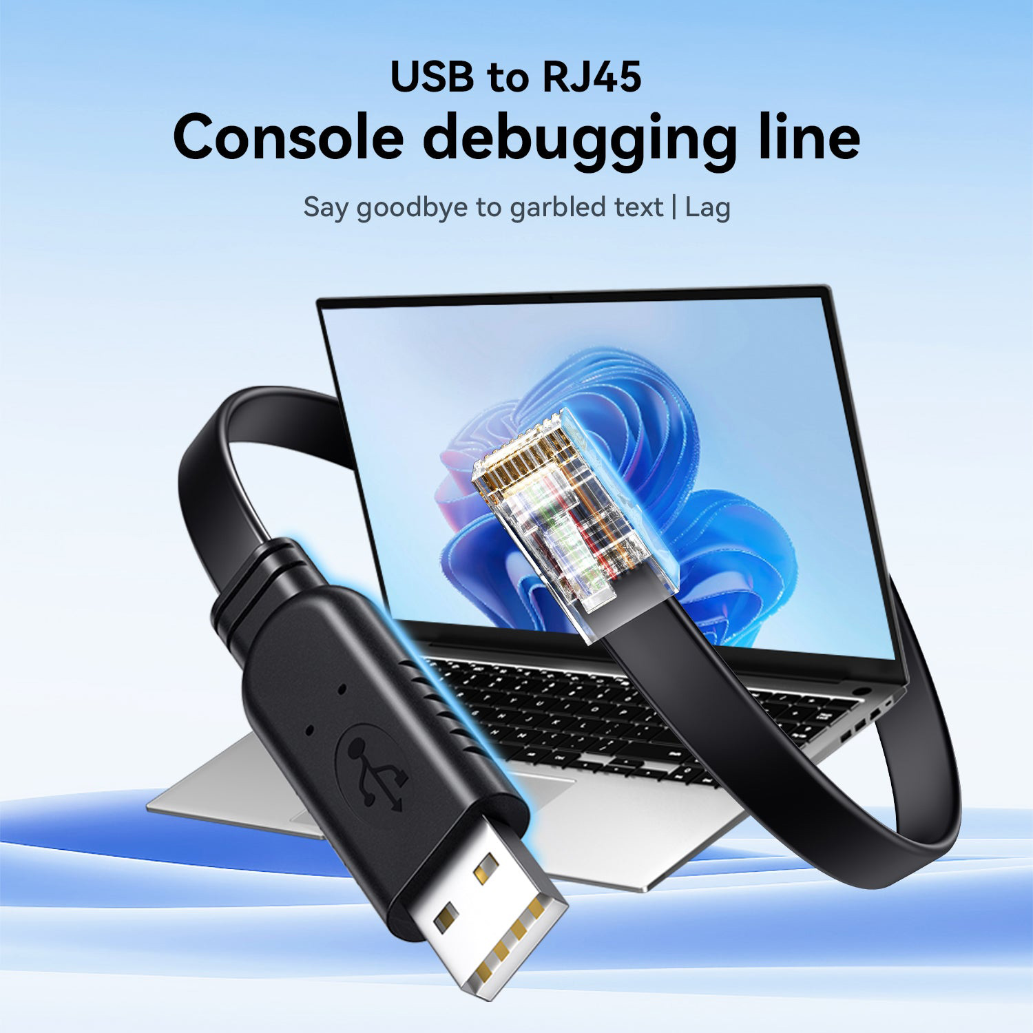 Кабель консольний VEGGIEG V-U403 USB to RJ45 Console 1.5м Black