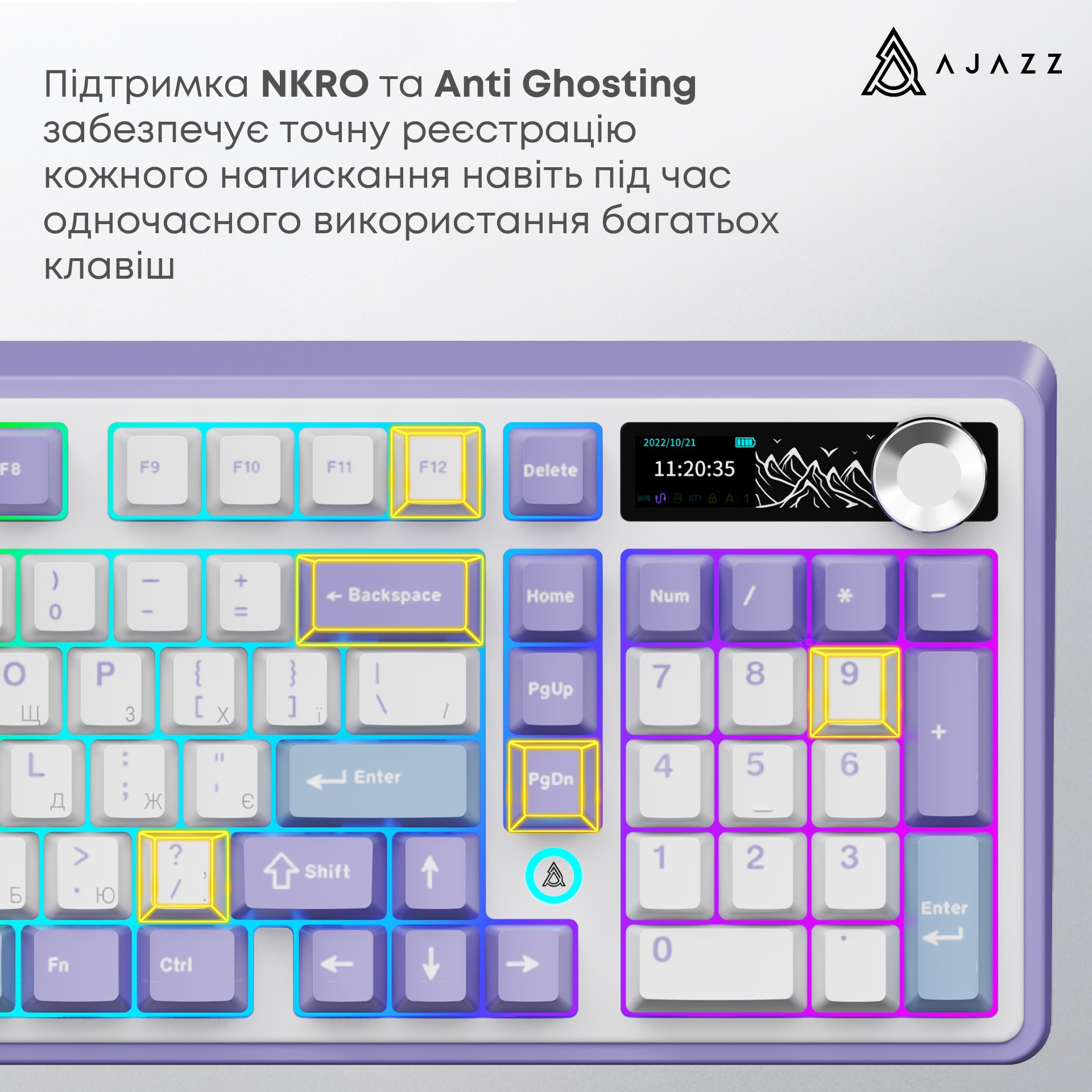 Клавіатура бездротова AJAZZ AK980 V2 Maillard Switch Purple/White/Blue