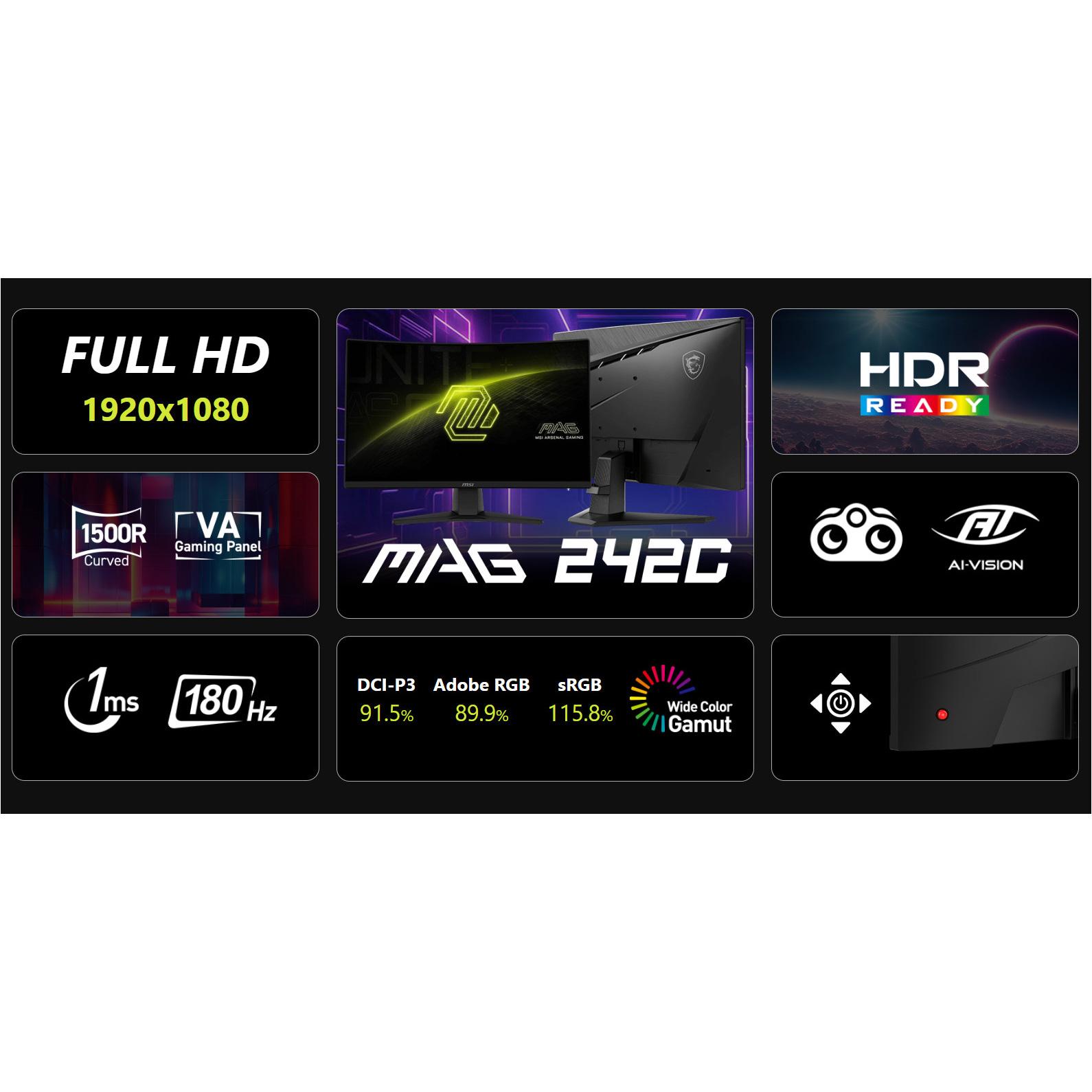 Монитор 23.6" MSI MAG 242C
