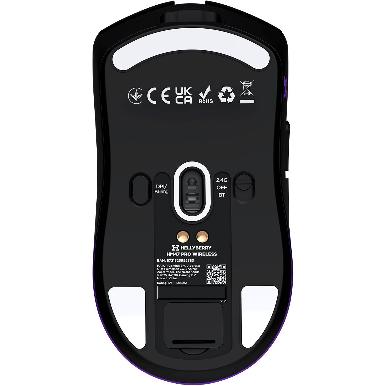Миша ігрова HATOR Hellyberry HM47 Pro Wireless Black/Violet Gradient