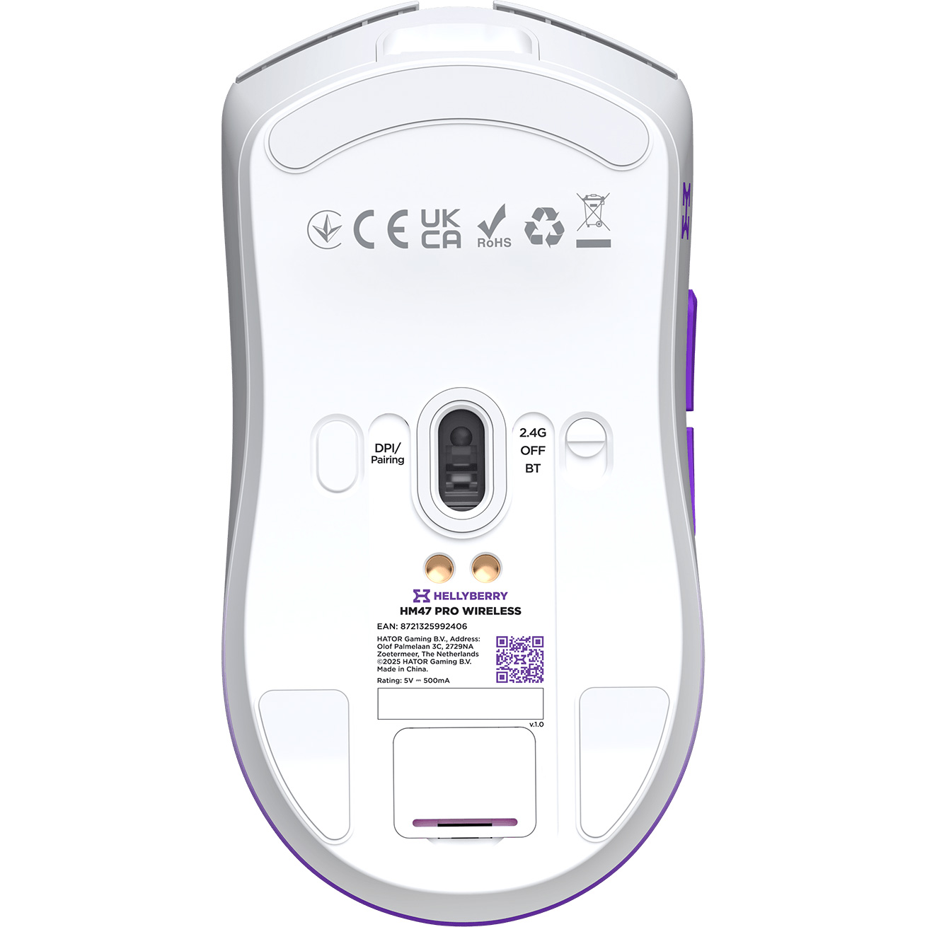 Миша ігрова HATOR Hellyberry HM47 Pro Wireless White/Violet Gradient
