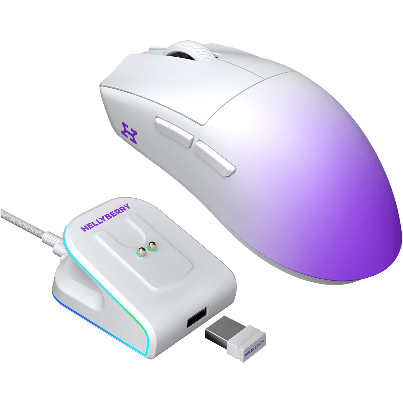 Миша ігрова HATOR Hellyberry HM47 Pro Wireless White/Violet Gradient