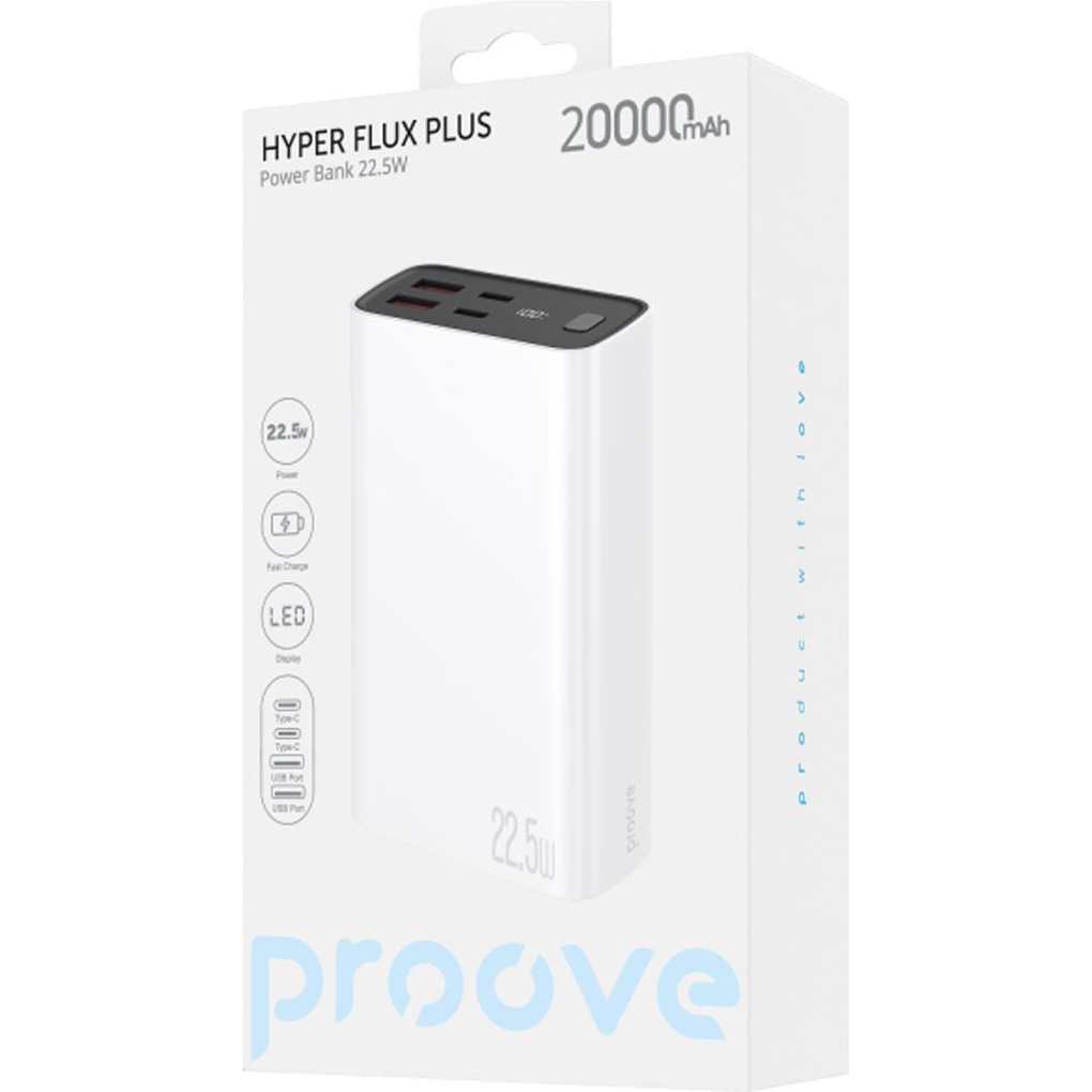 Повербанк PROOVE Hyper Flux Plus 22.5W 20000mAh White