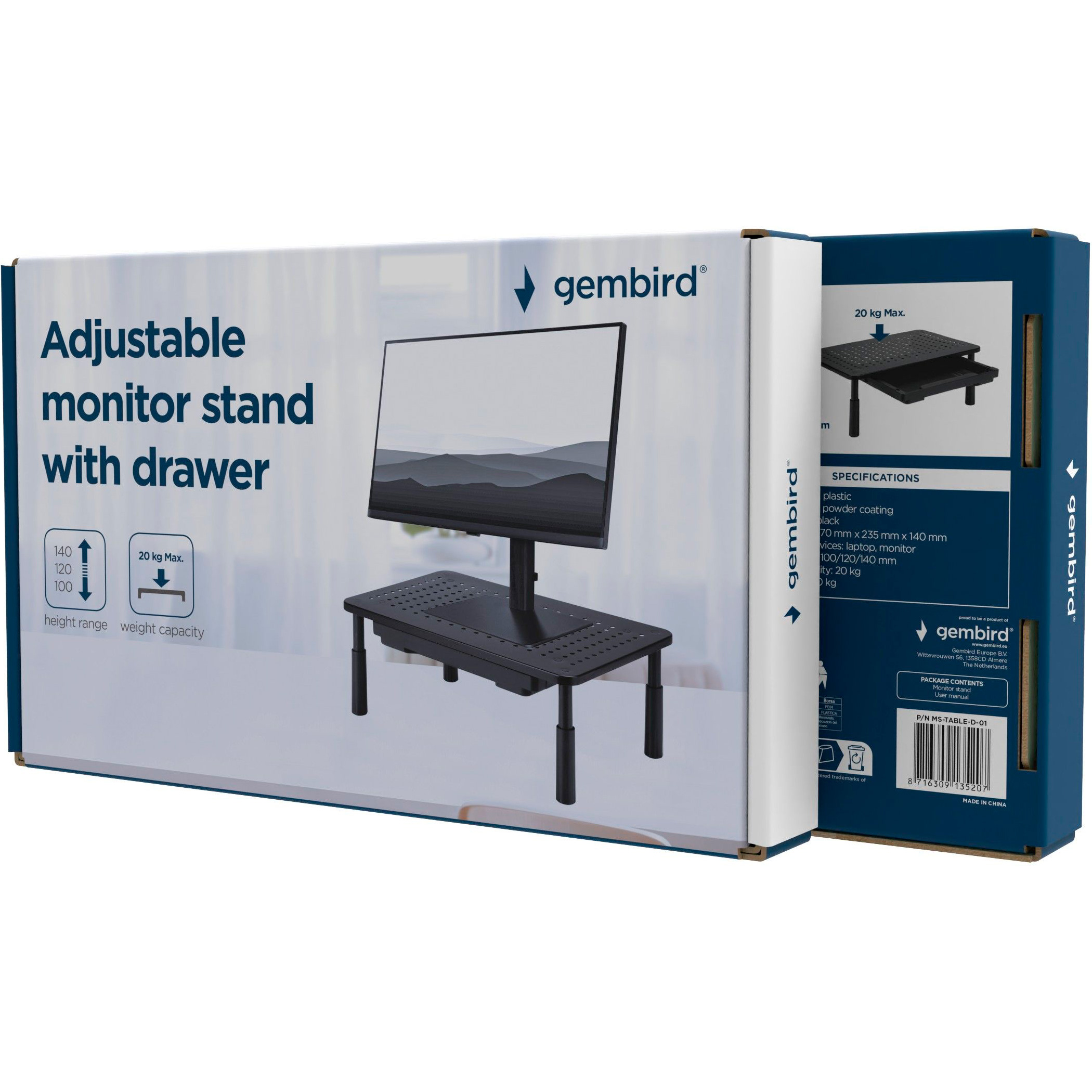 Подставка для монитора GEMBIRD MS-TABLE-D-01 Black