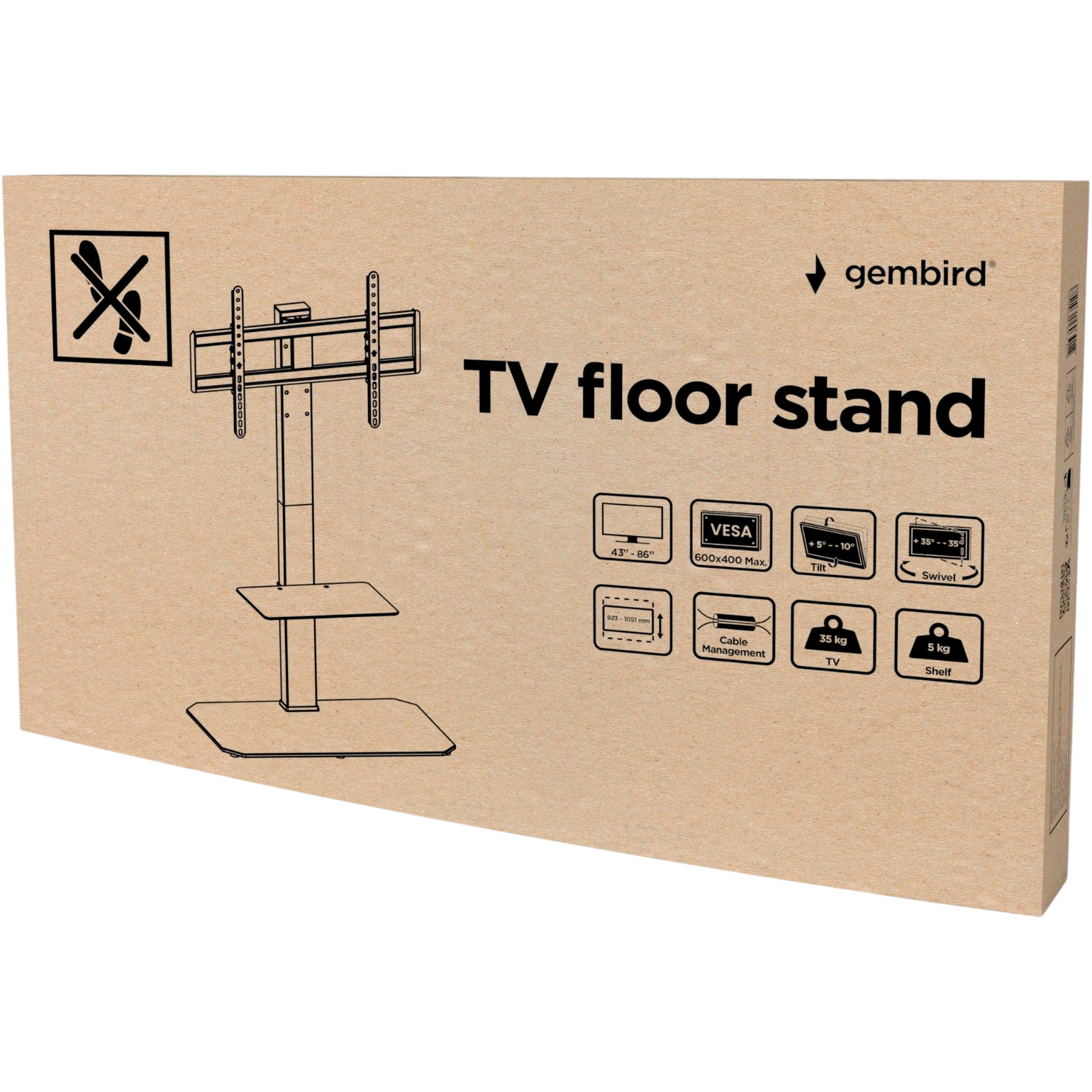Презентационная стойка с креплением под ТВ GEMBIRD TVS-86ST-01 43"-86" Black