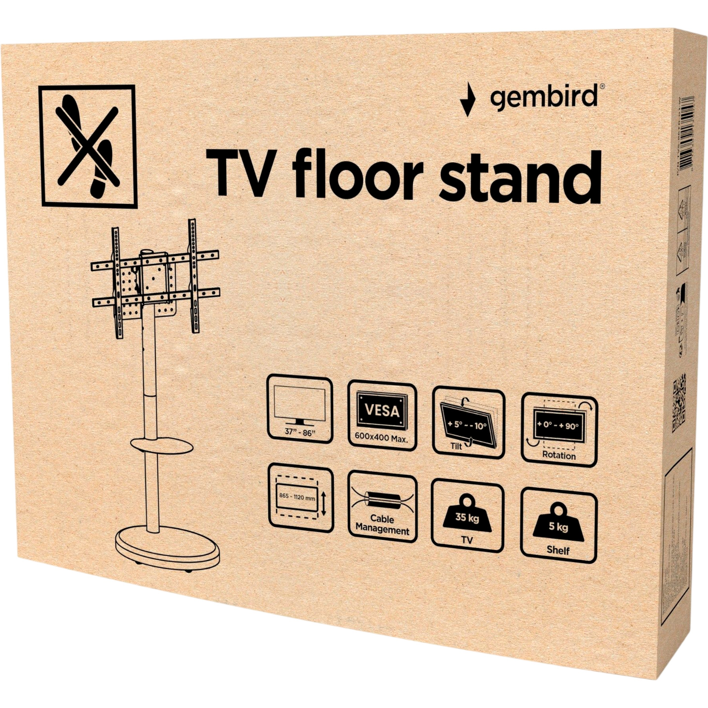 Презентационная стойка с креплением под ТВ GEMBIRD TVS-86TR-01-W 37"-86" White