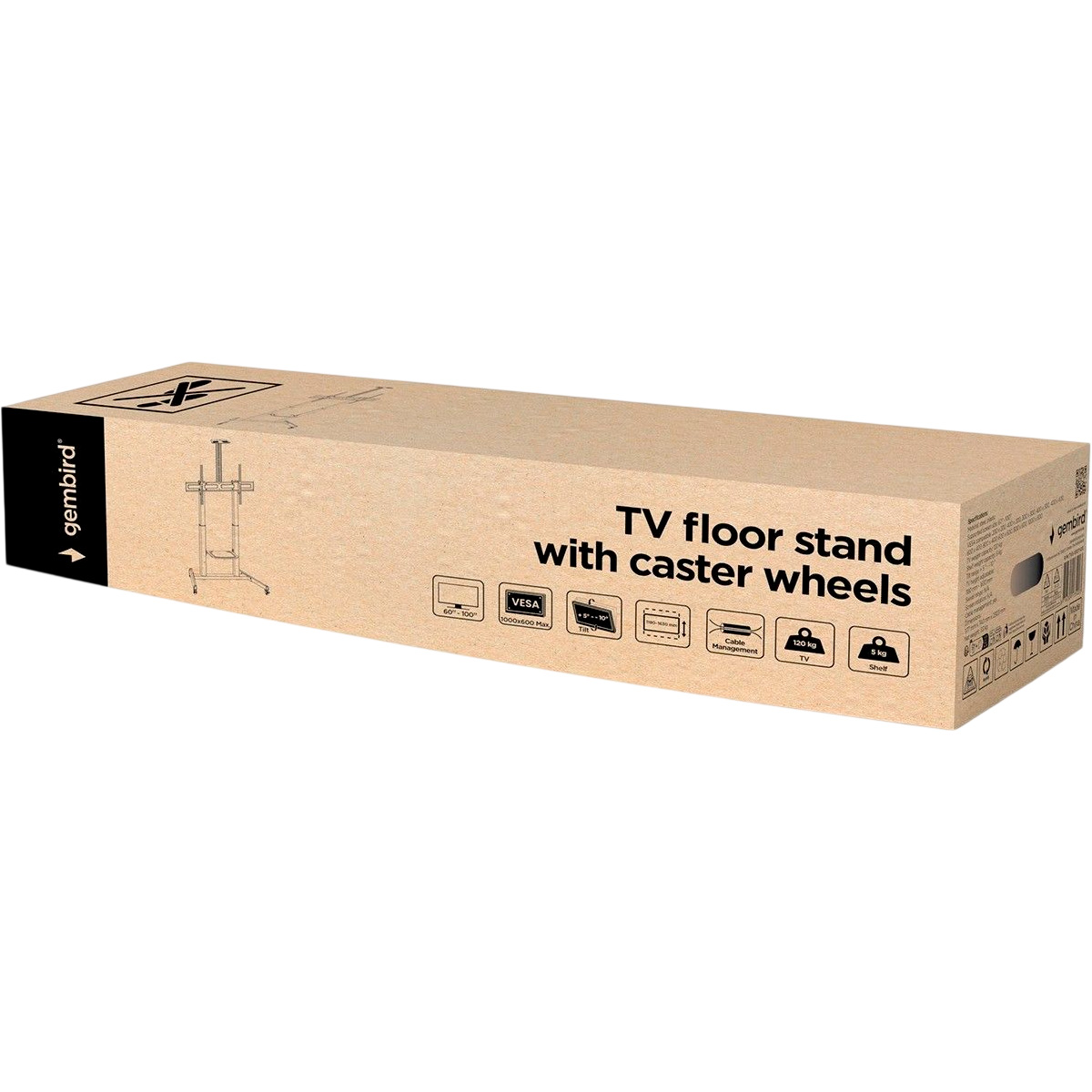 Презентационная стойка с креплением под ТВ GEMBIRD TVS-100T-03 60"-100" Black