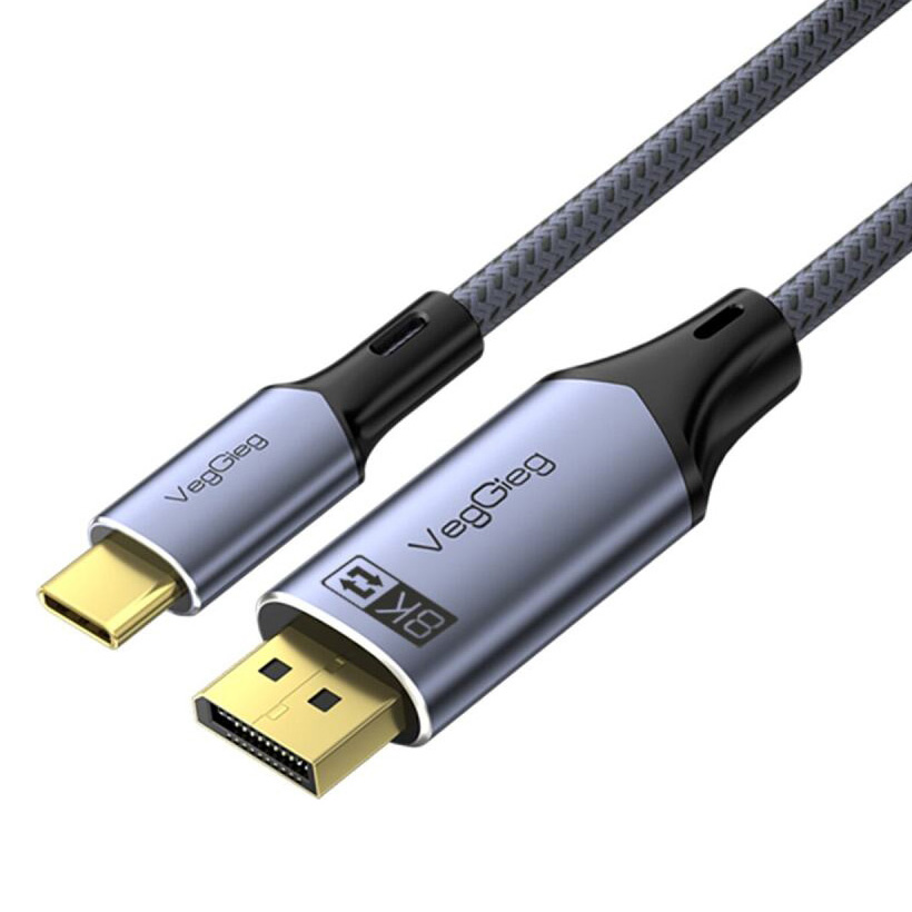 Кабель VEGGIEG V-Z637 8K USB-C to DisplayPort 2м Gray
