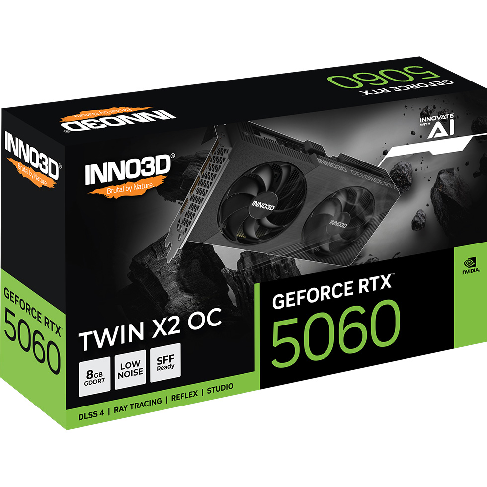 Відеокарта INNO3D GeForce RTX 5060 Twin X2 OC V2 8GB GDDR7 (N50602-08D7X-195071N)
