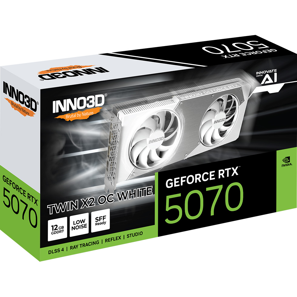 Відеокарта INNO3D GeForce RTX 5070 Twin X2 OC White 12GB GDDR7 (N50702-12D7X-195064W)