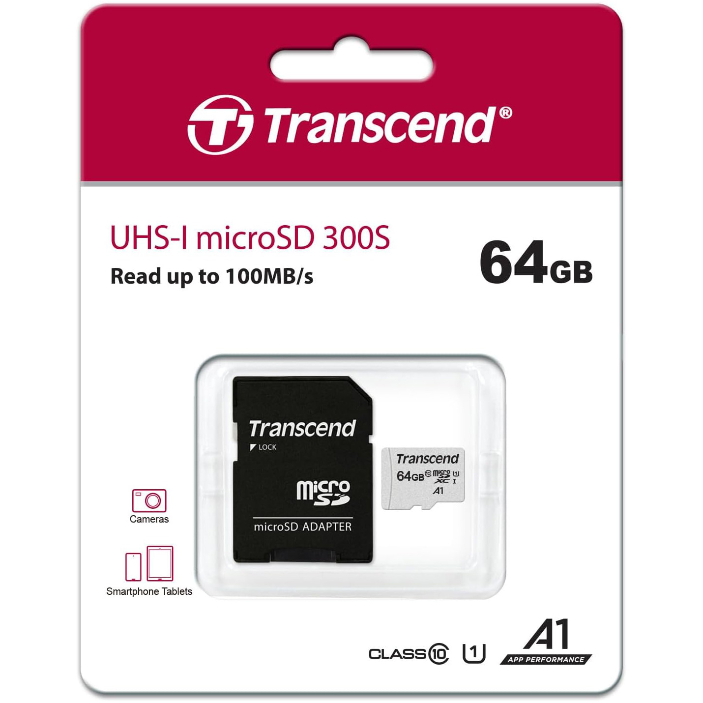 Карта пам'яті TRANSCEND microSDXC 300S 64GB UHS-I A1 Class 10 + SD-adapter (TS64GUSD300S-A)