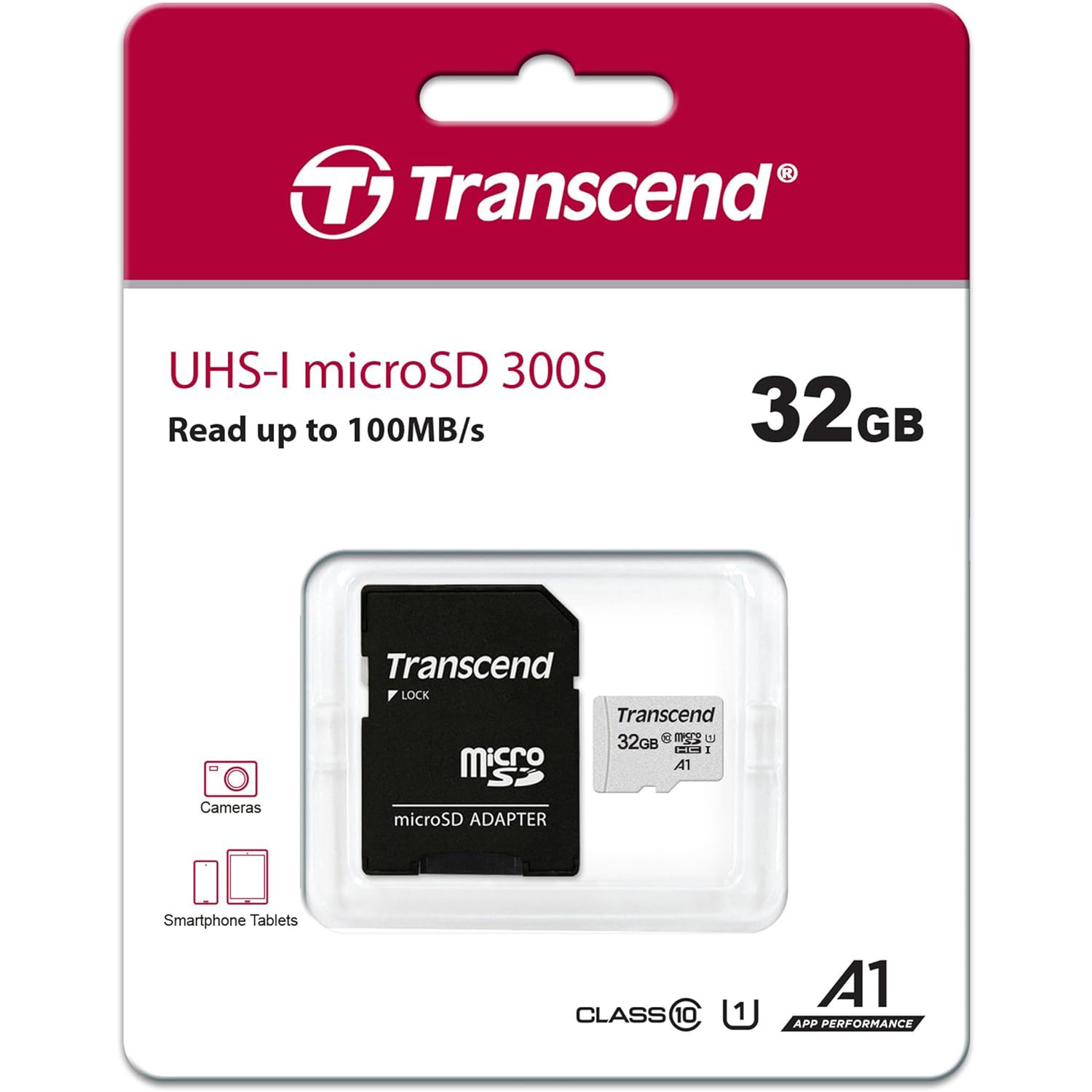 Карта пам'яті TRANSCEND microSDHC 300S 32GB UHS-I Class 10 + SD-adapter (TS32GUSD300S-A)