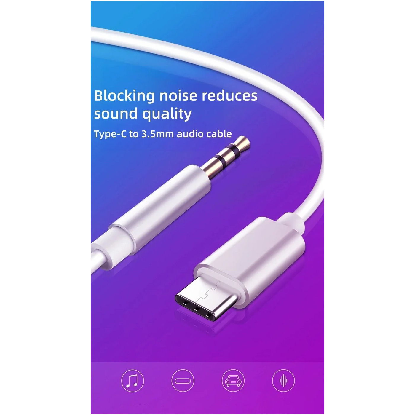 Кабель XOKO AUX-002 USB-C to 3.5mm 1м White