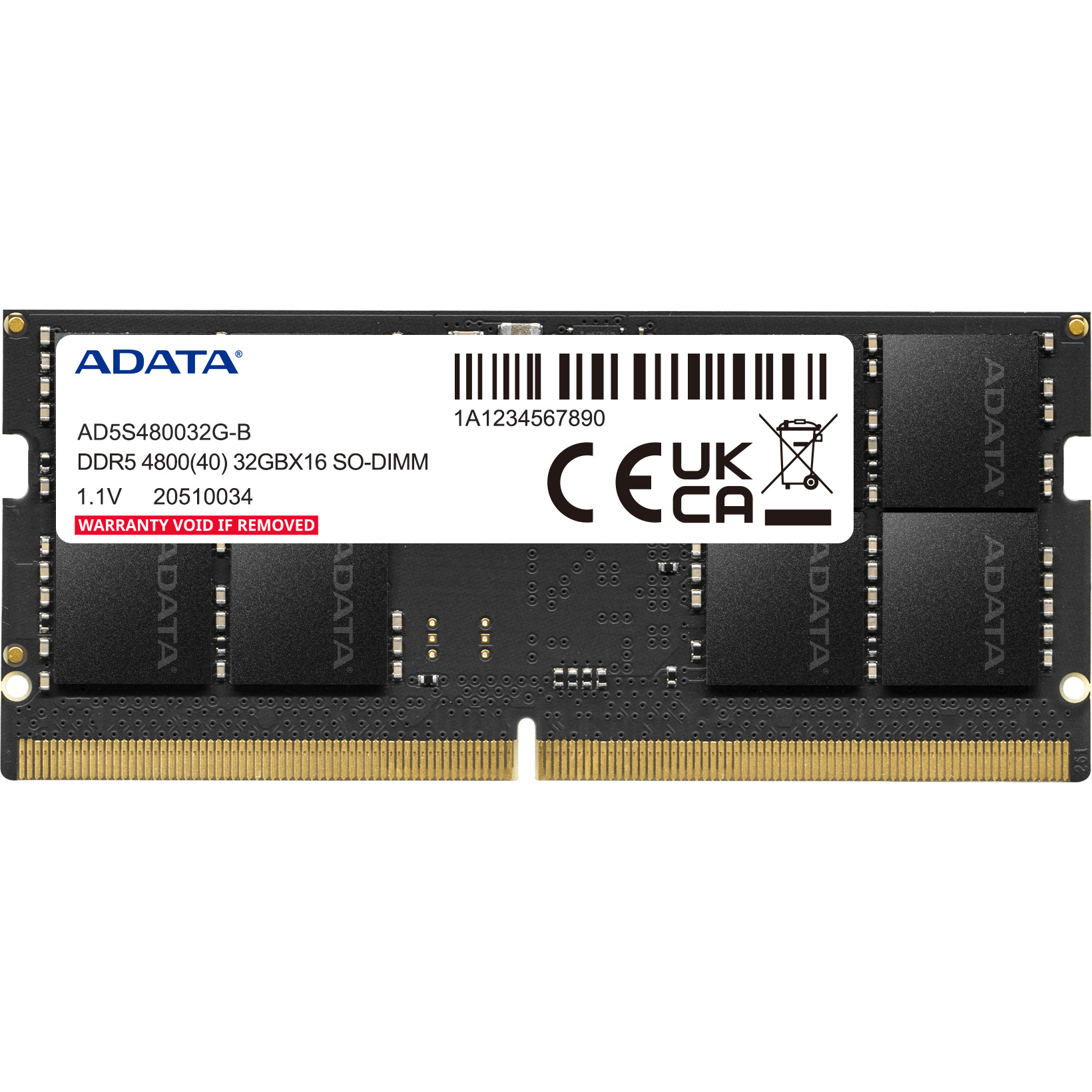 Модуль пам'яті ADATA SO-DIMM DDR5 4800MHz 32GB (AD5S480032G-B)