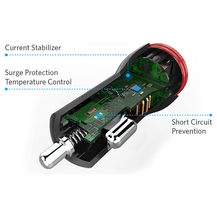 Автомобільний зарядний пристрій ANKER PowerDrive 2 Black w/Micro-USB cable (B2310H11)