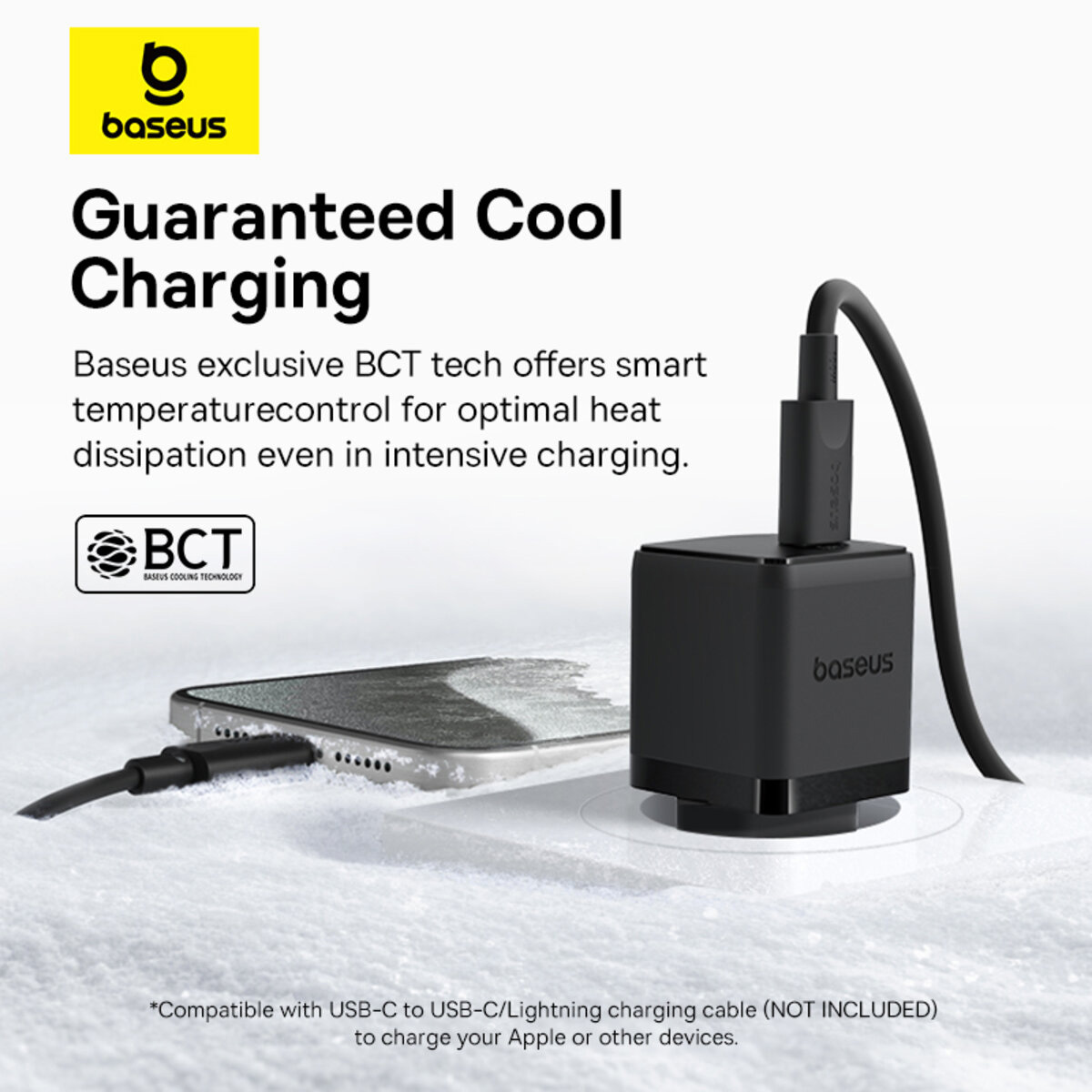 Зарядний пристрій BASEUS Palm Fast Charger 1C 20W EU Cosmic Black w/Type-C to Lightning cable (E0116401)