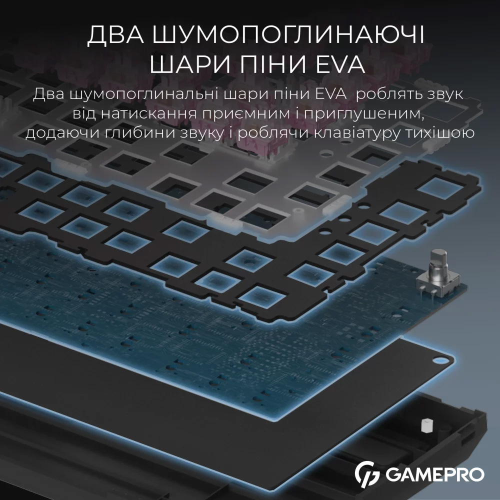 Клавіатура бездротова GAMEPRO Asgard Valhalla MK160 QLAB Sakura Switch Black