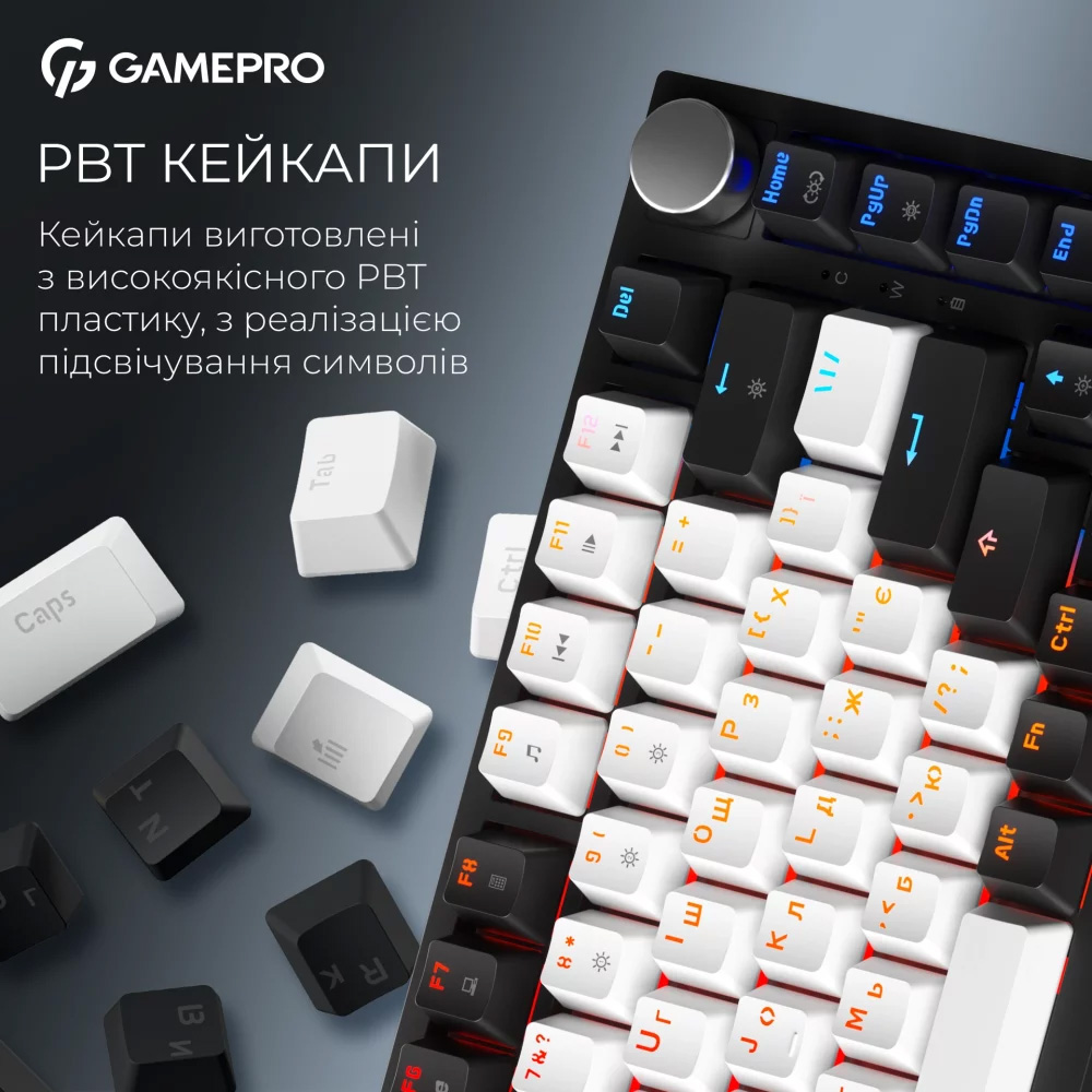 Клавіатура бездротова GAMEPRO Asgard Valhalla MK160 QLAB Sakura Switch Black