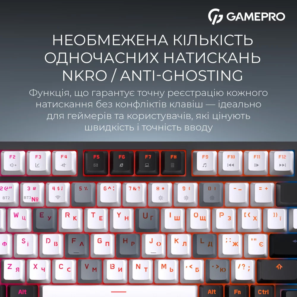 Клавіатура бездротова GAMEPRO Asgard Valhalla MK160 QLAB Sakura Switch Black