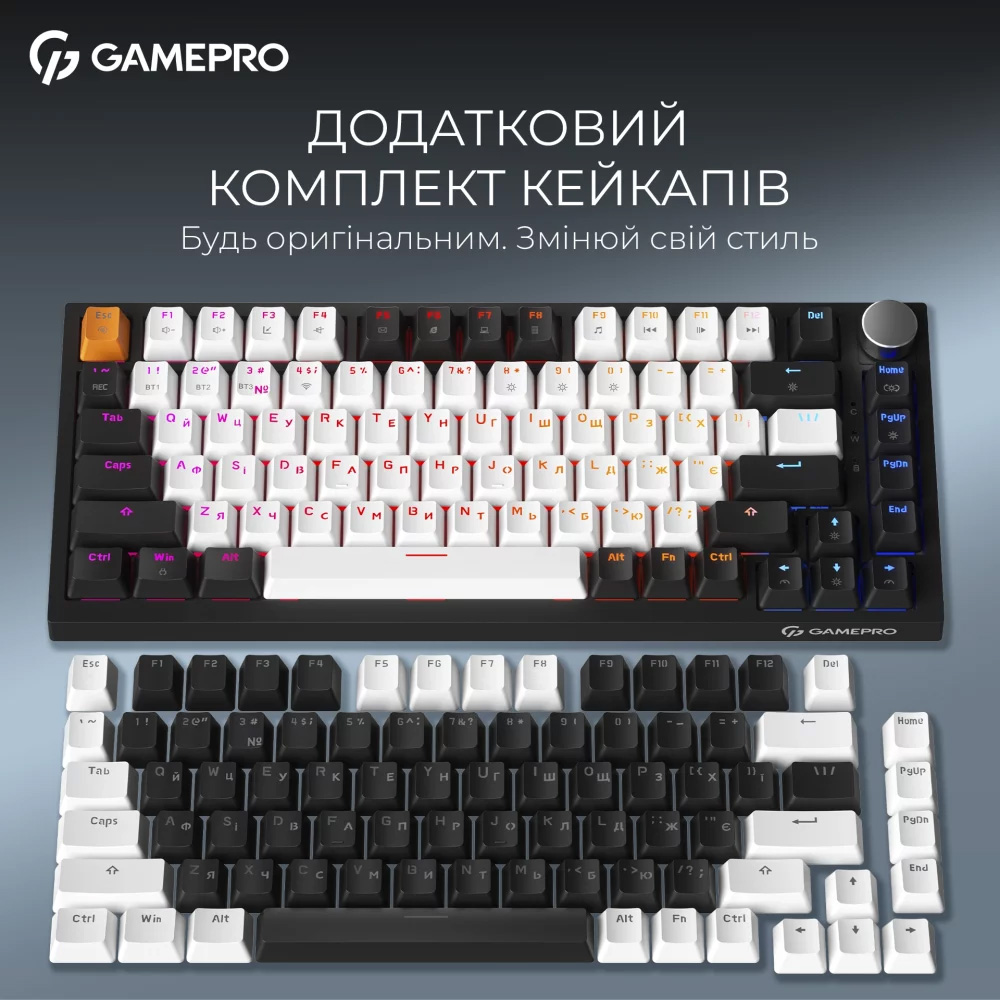 Клавіатура бездротова GAMEPRO Asgard Valhalla MK160 QLAB Sakura Switch Black
