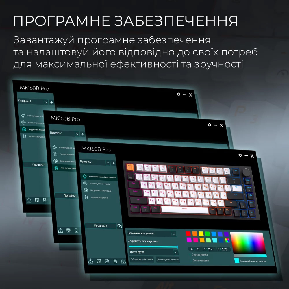 Клавіатура бездротова GAMEPRO Asgard Valhalla MK160 QLAB Sakura Switch Black