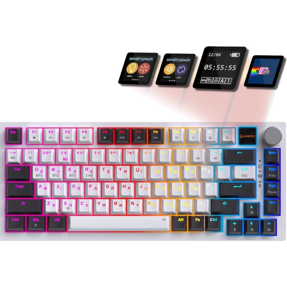 Клавіатура бездротова GAMEPRO Asgard Valhalla Pro MK160 QLAB Sakura Switch White
