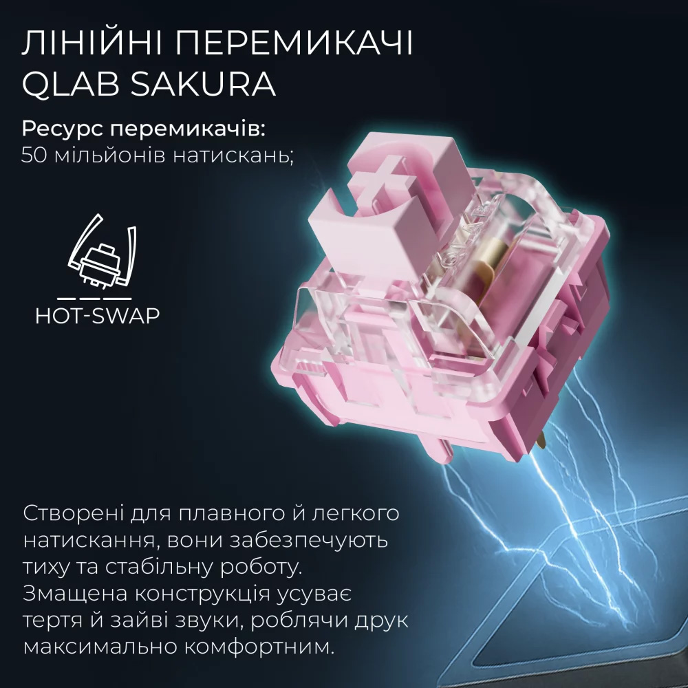 Клавіатура бездротова GAMEPRO Asgard Valhalla Pro MK160 QLAB Sakura Switch White