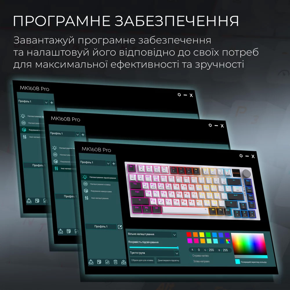Клавіатура бездротова GAMEPRO Asgard Valhalla Pro MK160 QLAB Sakura Switch White