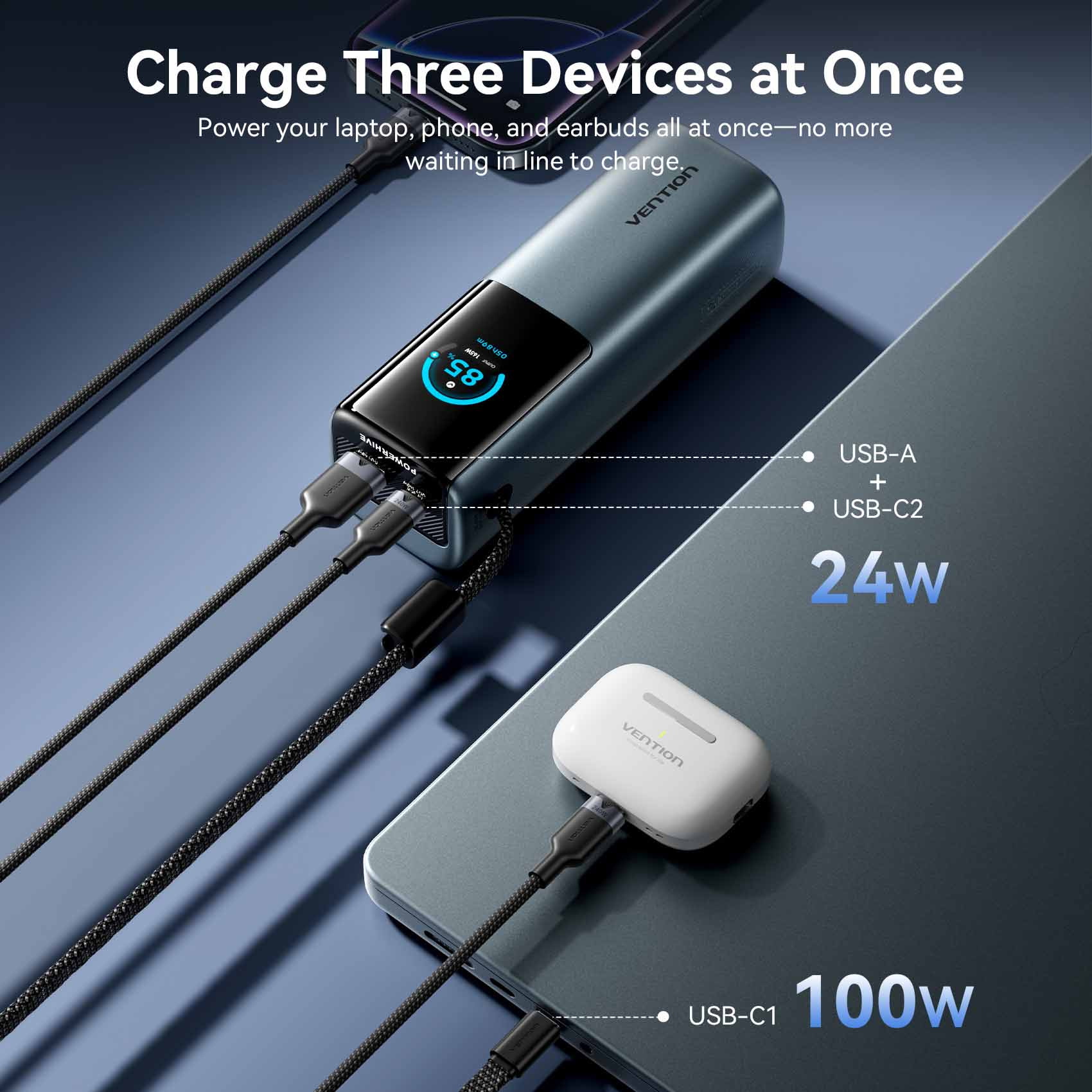 Повербанк VENTION FKFH0 165W 20000mAh Gray