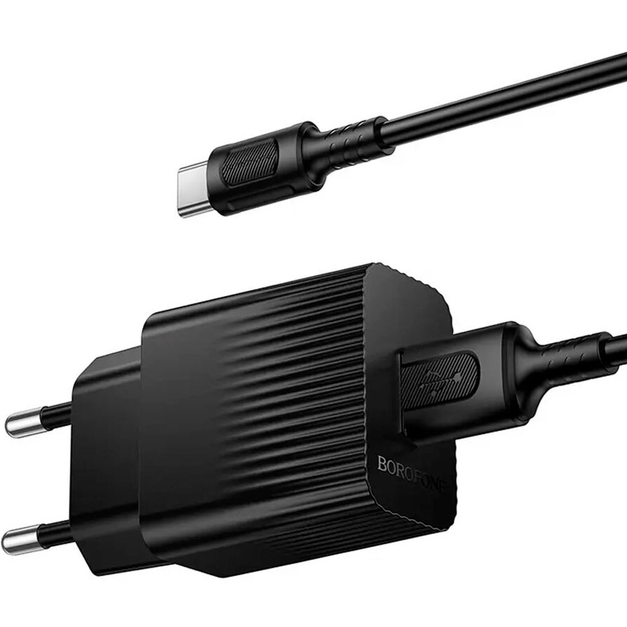 Зарядний пристрій BOROFONE BAS71A Source 1xUSB-A, 2.1A Black w/Type-C cable