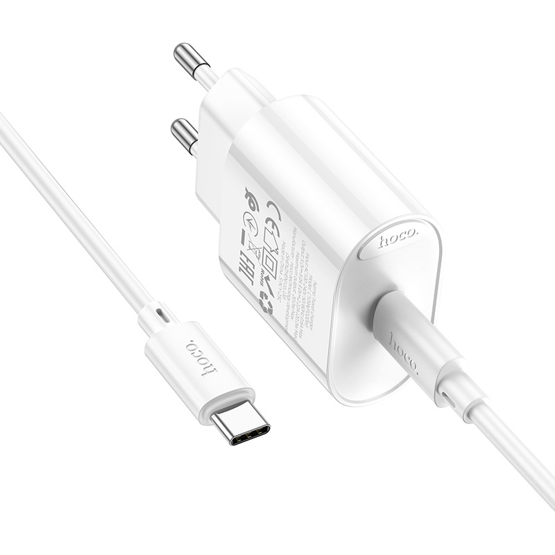 Зарядное устройство HOCO C109A Fighter 1xUSB-C, PD20W White w/Type-C cable (6942007656672)