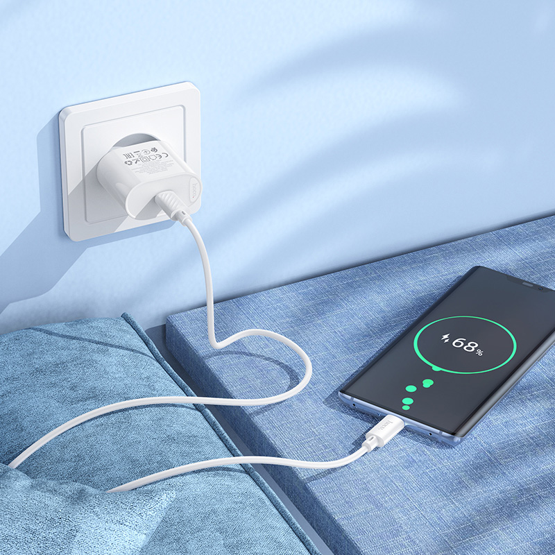 Зарядное устройство HOCO C109A Fighter 1xUSB-C, PD20W White w/Type-C cable (6942007656672)