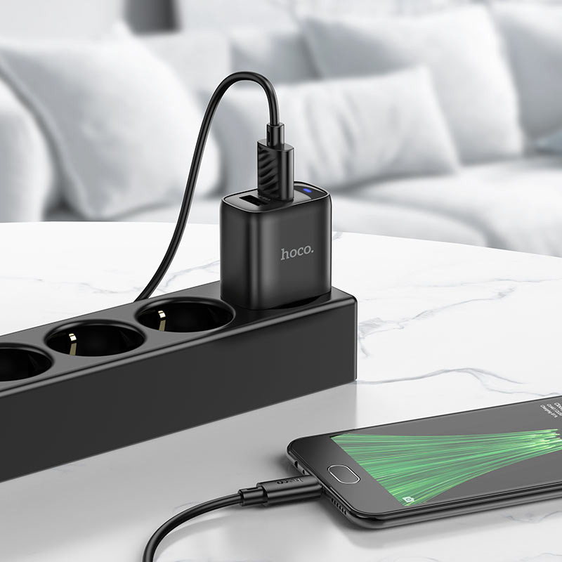 Зарядное устройство HOCO C141A Smart 2xUSB-A,10.5W Black (6942007627849)