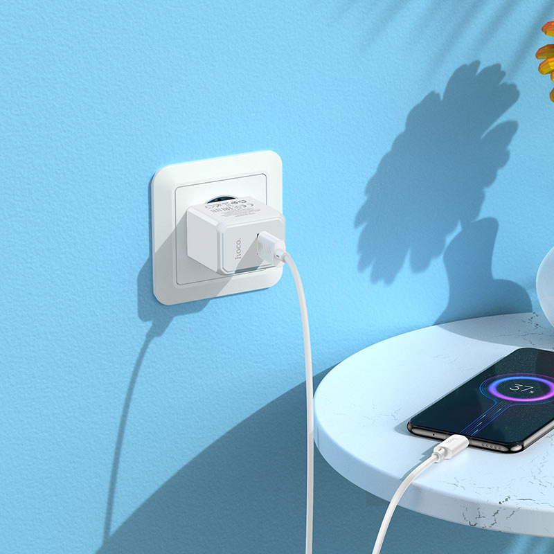 Зарядний пристрій HOCO CS11A Ocean 1xUSB-A, 2.1A White w/Micro-USB cable (6942007603591)