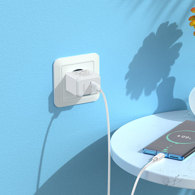 Зарядное устройство HOCO CS11A Ocean 1xUSB-A, 2.1A White w/Type-C cable (6942007603614)