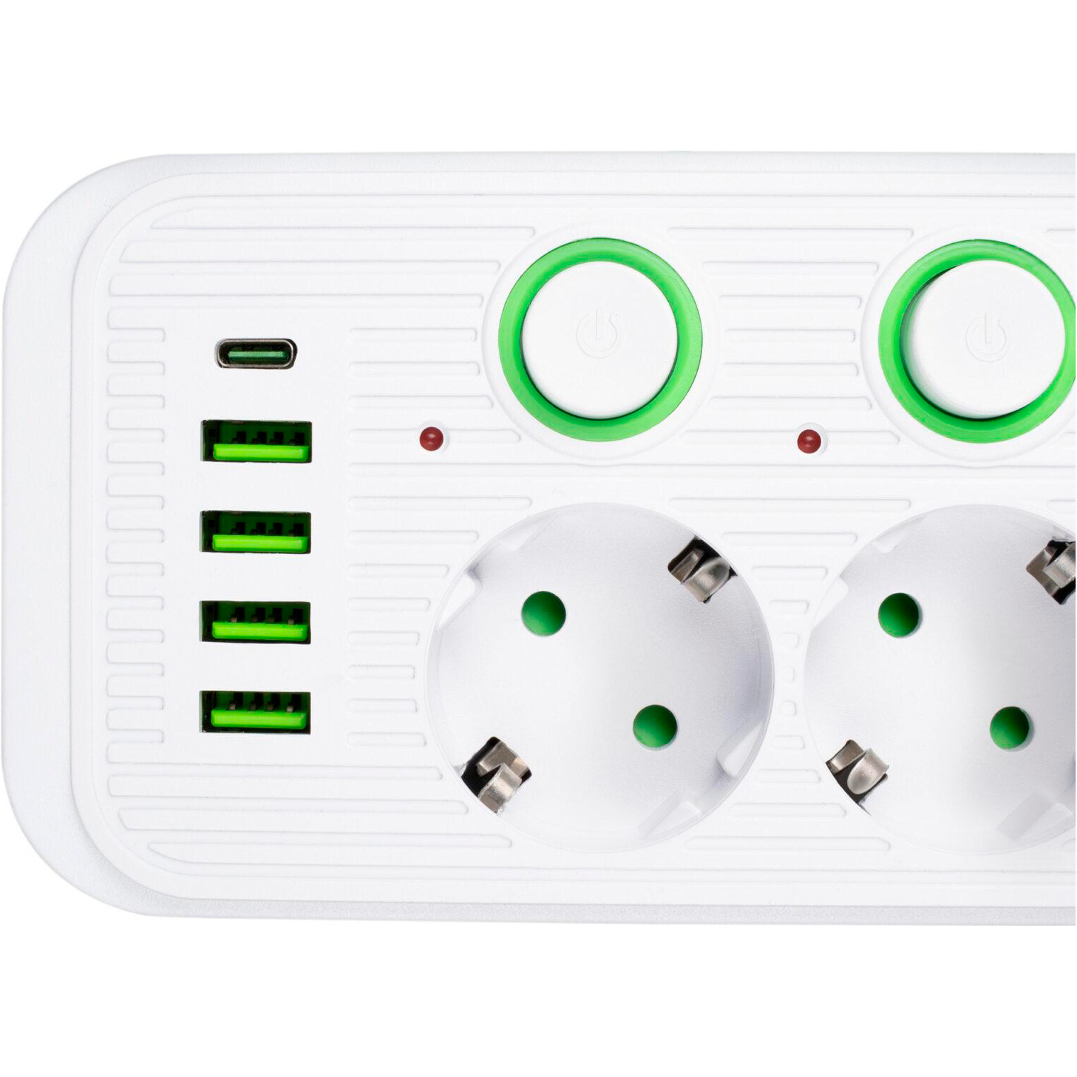 Мережевий фільтр XOKO SP-5-2-1 White, 5 розеток, 1xUSB-C, 4xUSB, 2м