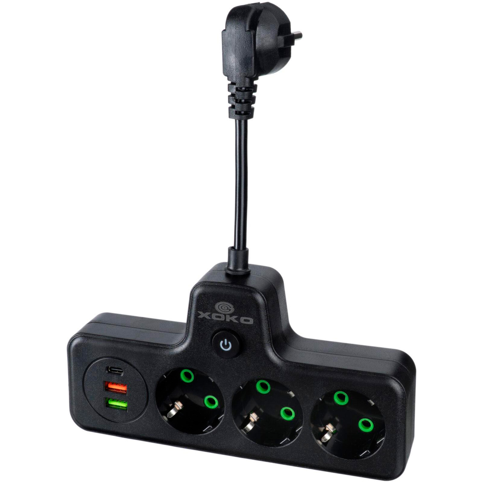 Мережевий фільтр-розетка XOKO SPW-3-2-1 Black, 3 розетки, 1xUSB-C, 2xUSB