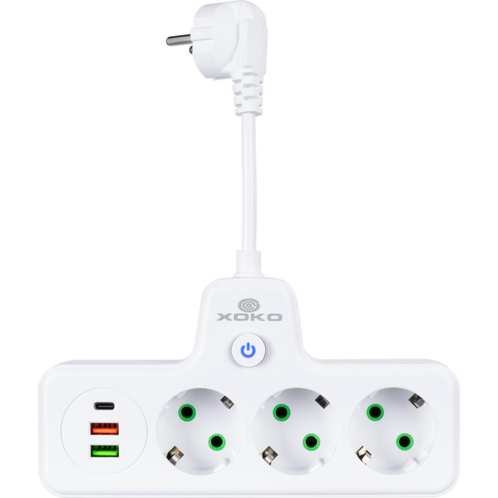 Мережевий фільтр-розетка XOKO SPW-3-2-1 White, 3 розетки, 1xUSB-C, 2xUSB