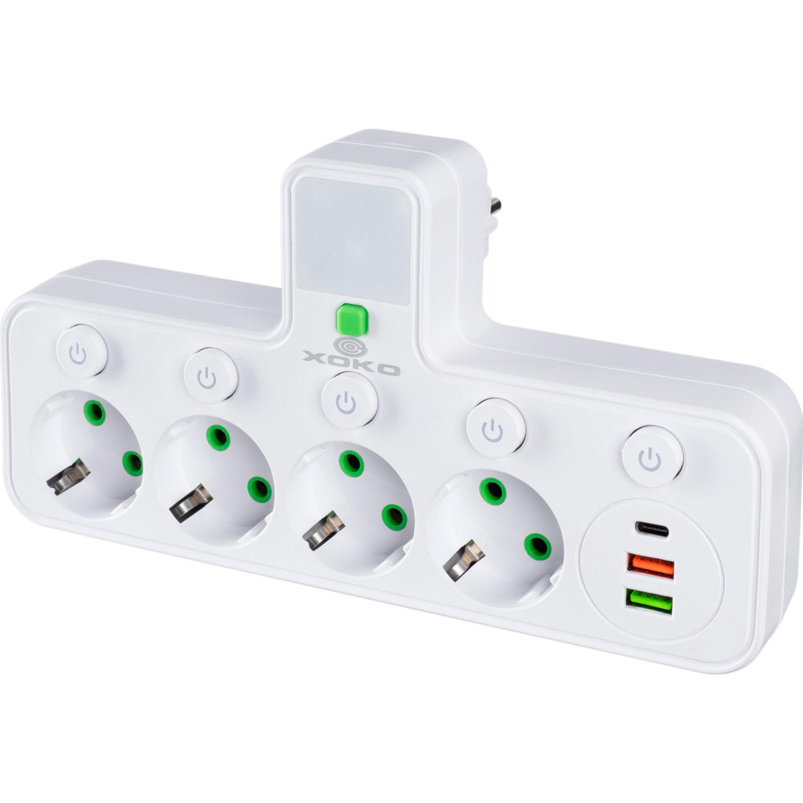 Мережевий фільтр-розетка XOKO SPW-4-2-1 White, 4 розетки, 1xUSB-C, 2xUSB