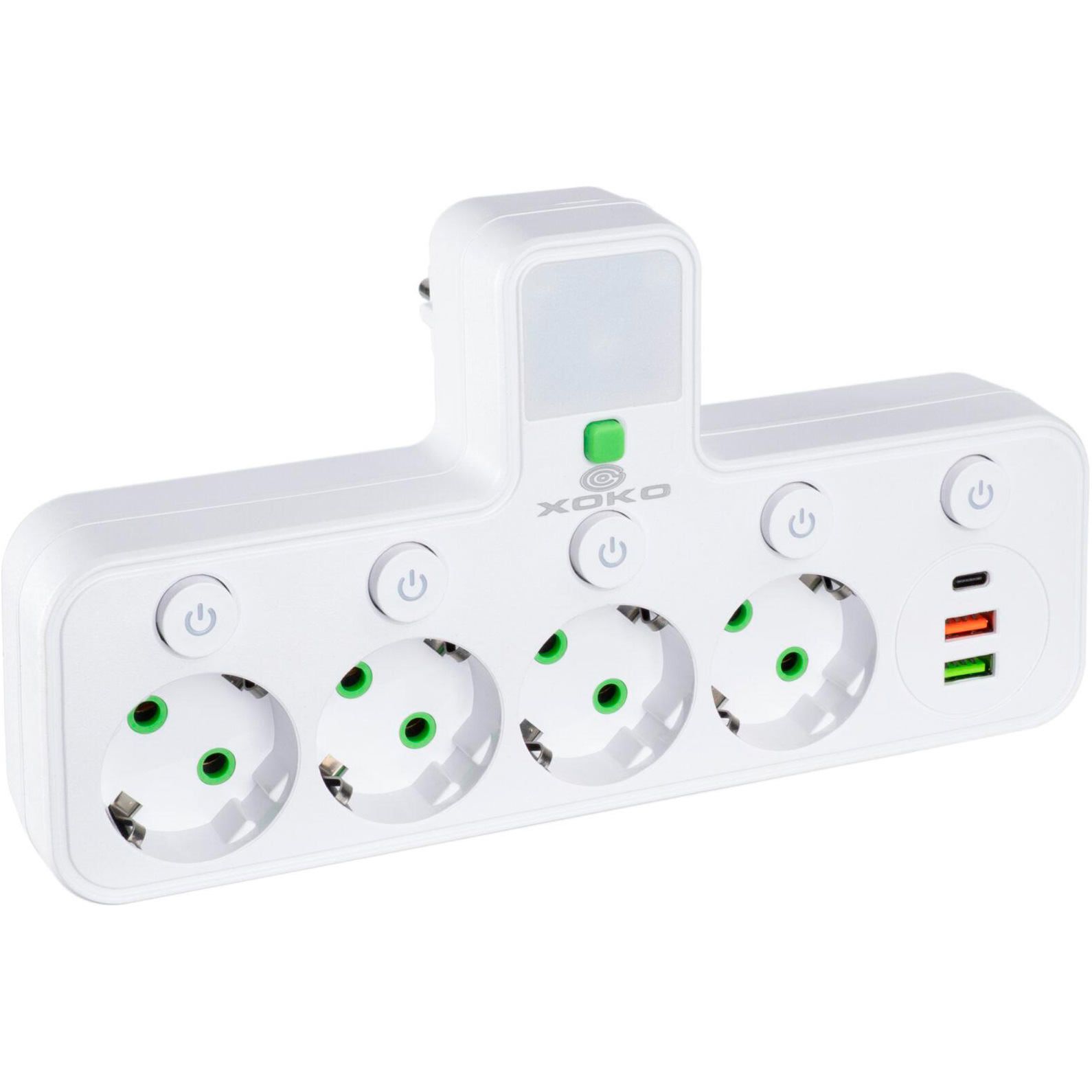 Мережевий фільтр-розетка XOKO SPW-4-2-1 White, 4 розетки, 1xUSB-C, 2xUSB