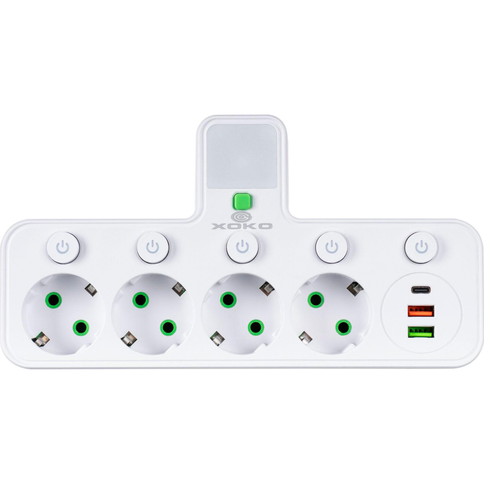 Мережевий фільтр-розетка XOKO SPW-4-2-1 White, 4 розетки, 1xUSB-C, 2xUSB