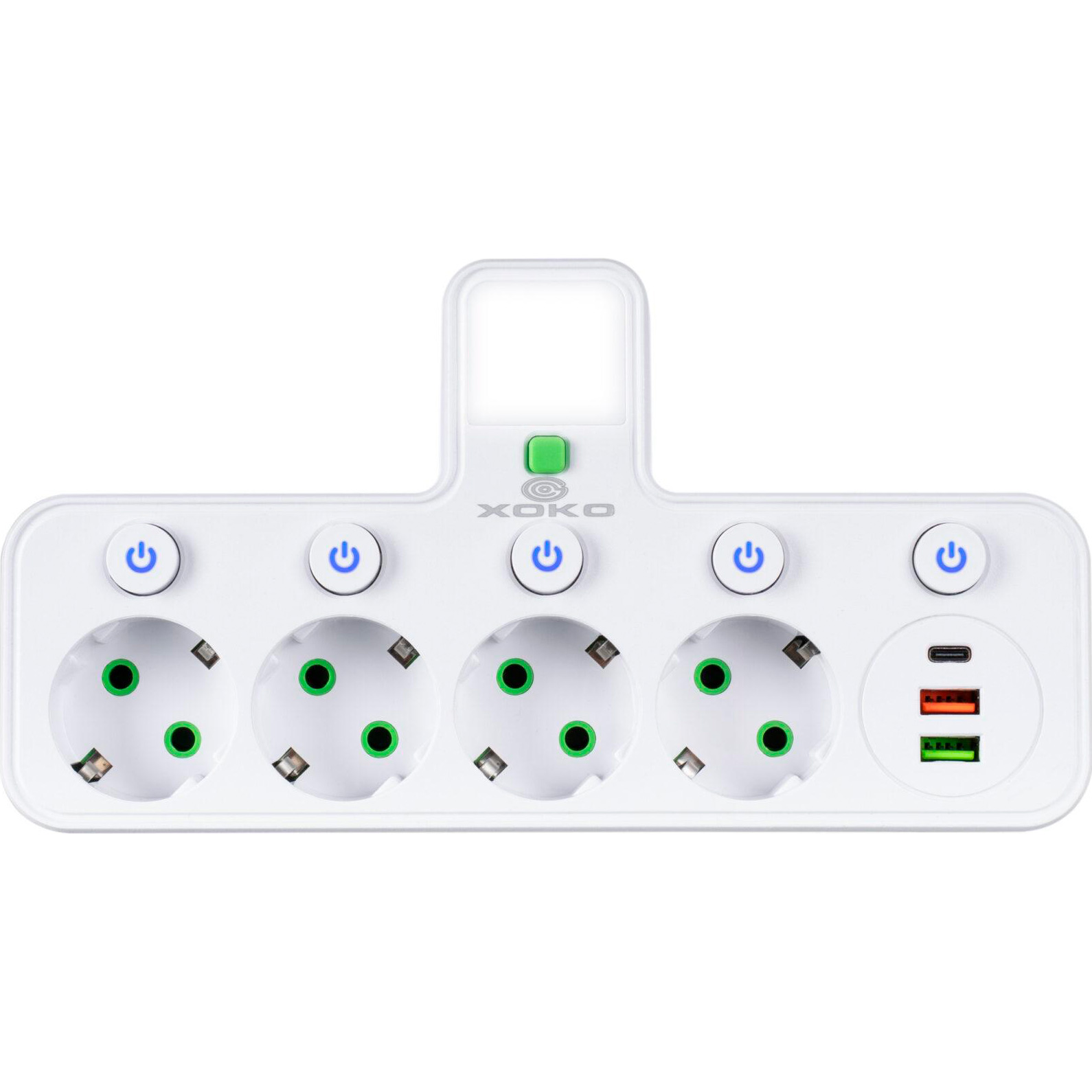 Мережевий фільтр-розетка XOKO SPW-4-2-1 White, 4 розетки, 1xUSB-C, 2xUSB