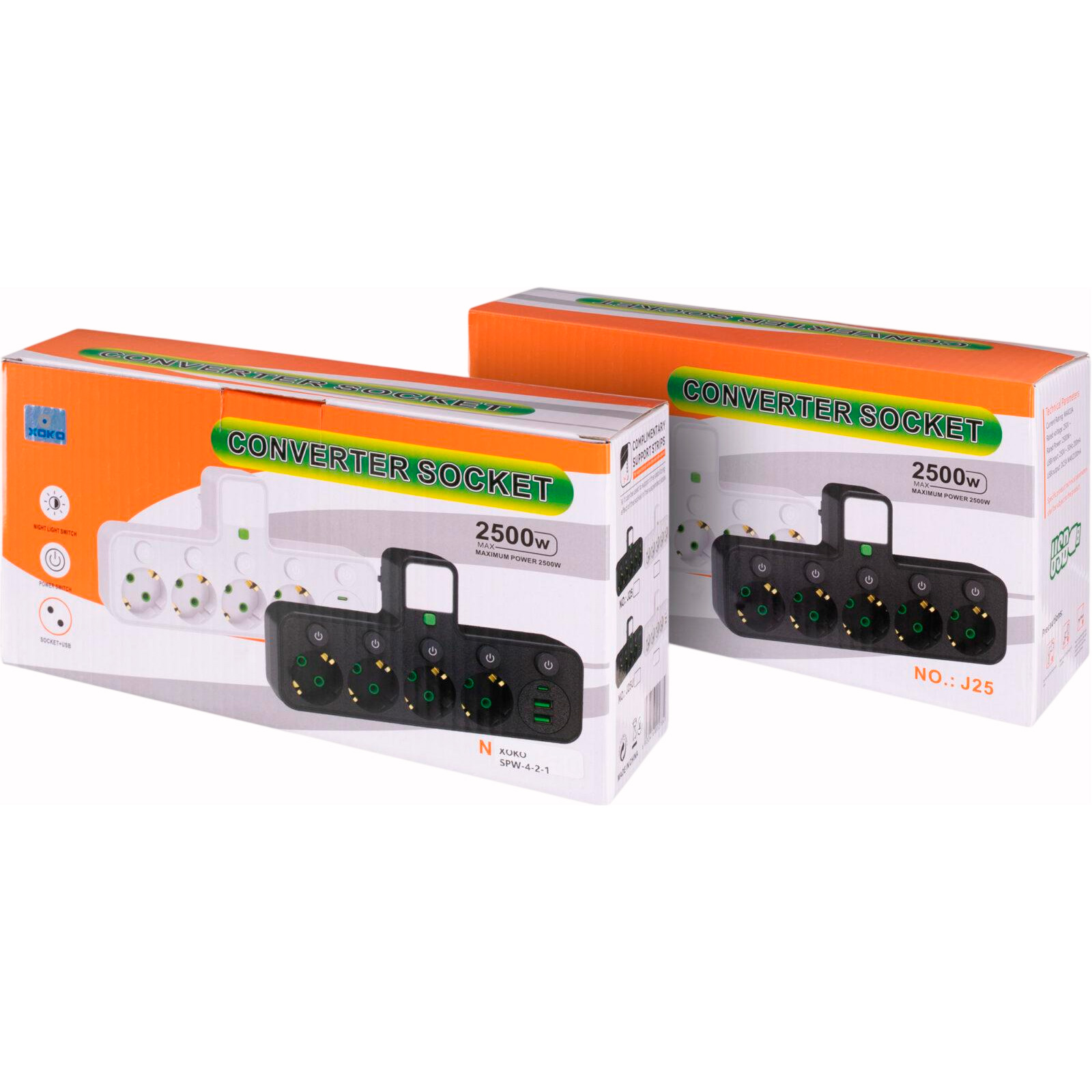 Мережевий фільтр-розетка XOKO SPW-4-2-1 White, 4 розетки, 1xUSB-C, 2xUSB