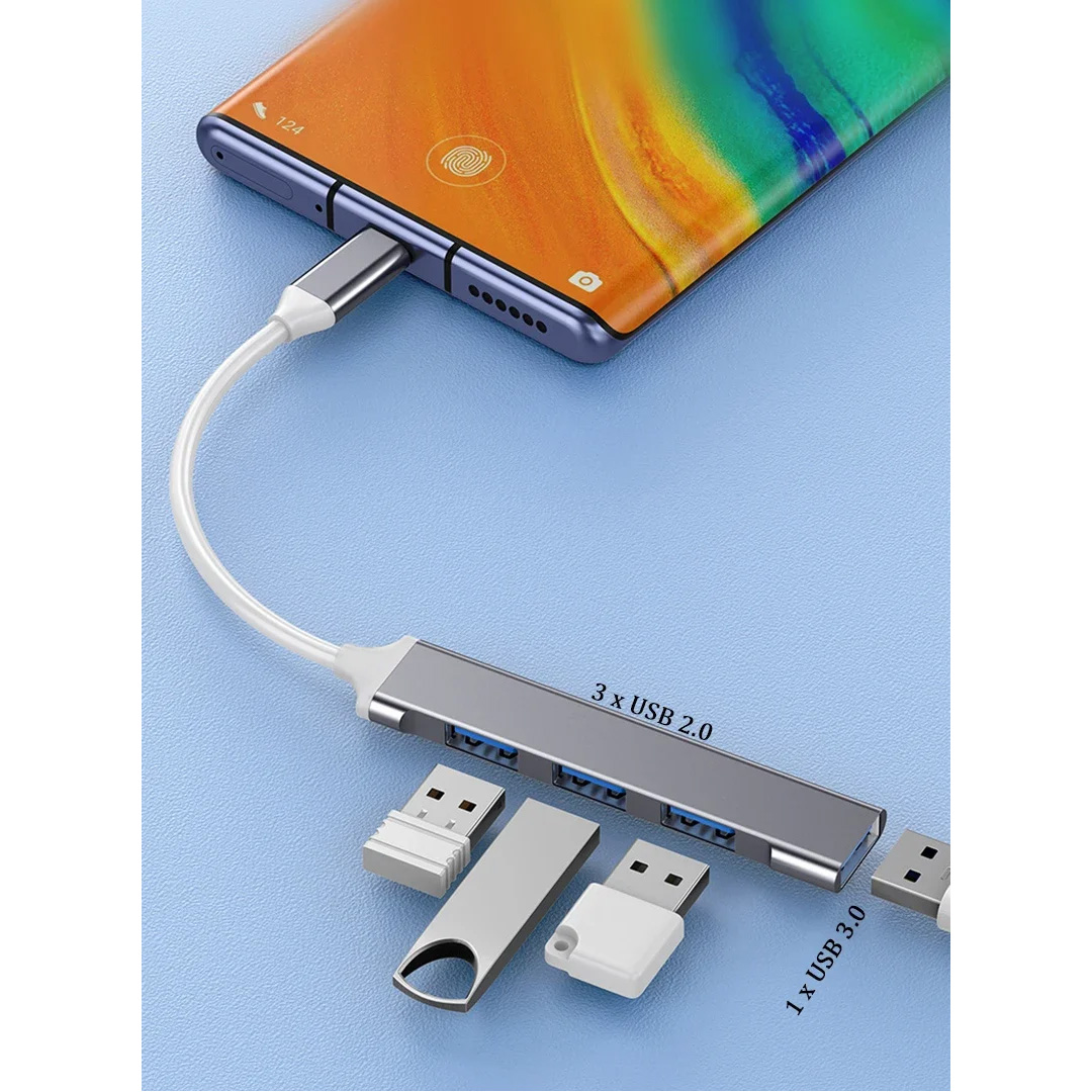 USB-хаб XOKO AC-404 USB-C to 1xUSB3.0, 3xUSB2.0