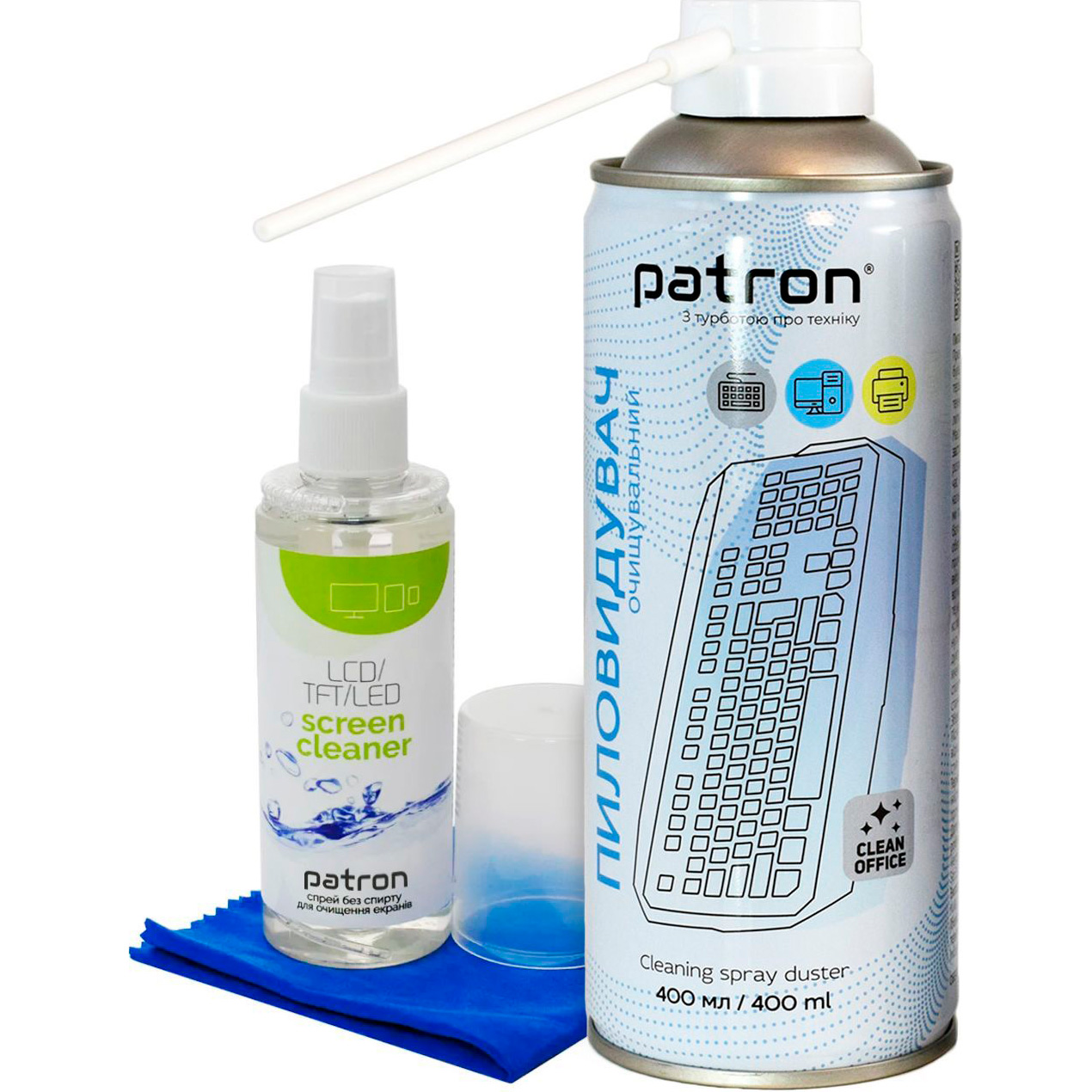 Стиснене повітря для очищення електроніки PATRON F3-020 400мл + Screen Spray F3-022