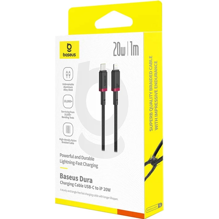 Кабель BASEUS Dura Series Fast Charging Cable Type-C to Lightning 20W 2м Black/Red (P10377800U01-03)