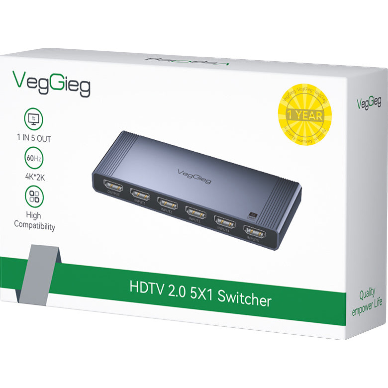 HDMI свитч 5 to 1 VEGGIEG V-HD11