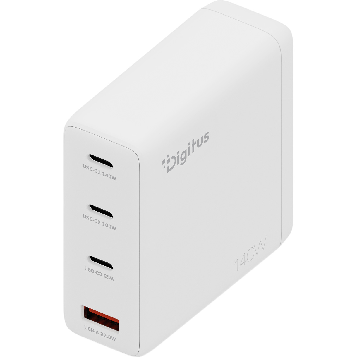 Зарядний пристрій DIGITUS GaN Charger, 3x USB-C, 1x USB-A, 140W White (DA-10305)