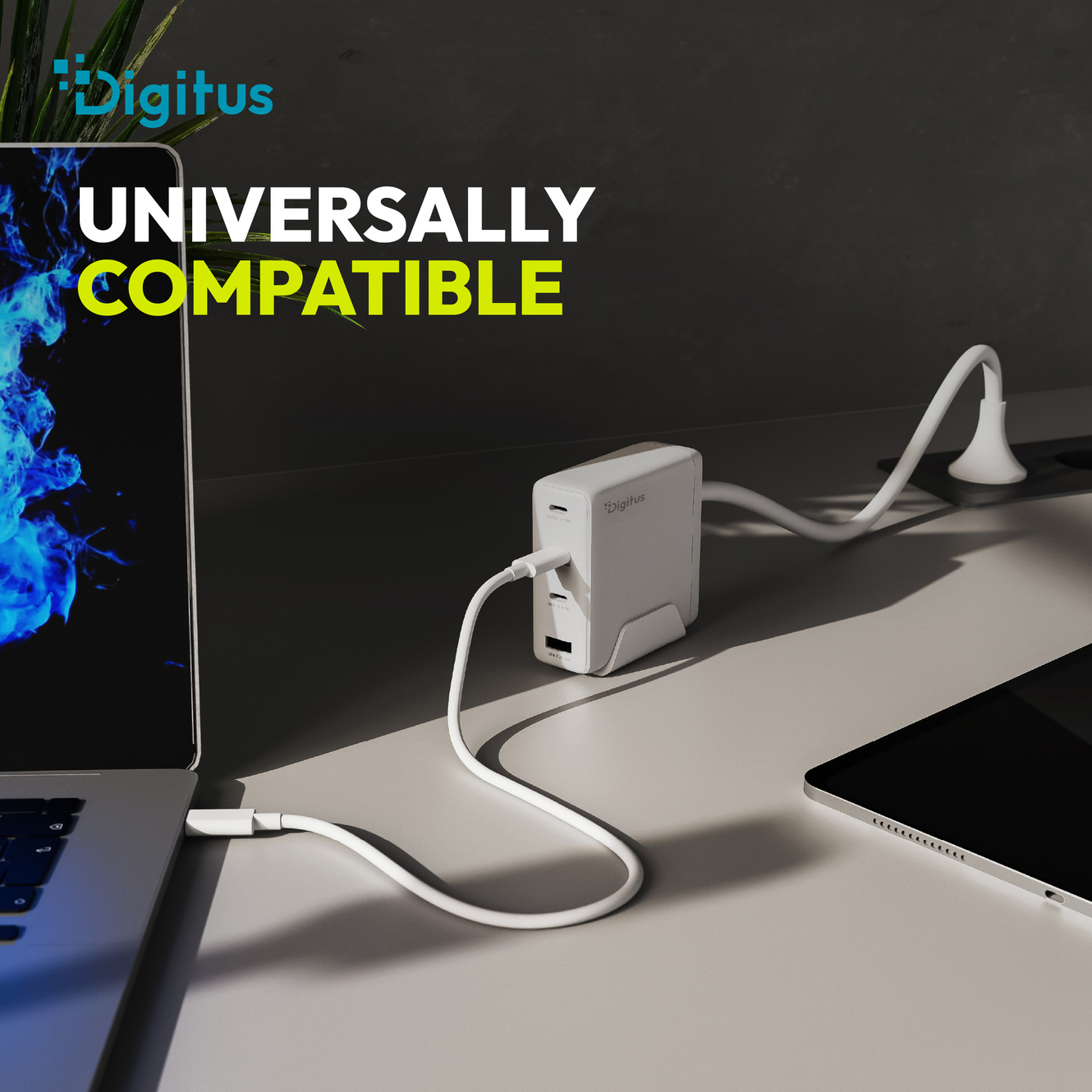 Зарядний пристрій DIGITUS GaN Charger, 3x USB-C, 1x USB-A, 140W White (DA-10305)